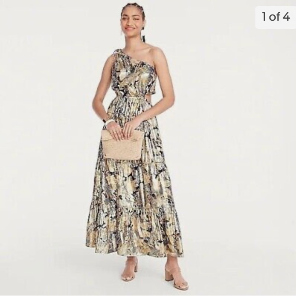 J.Crew Collection one-shoulder dress in Lurex.